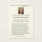 Catholic Blessed Mother Mary Funeral Prayer Card (Rückseite)