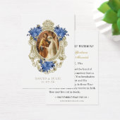 Catholic Blue Floral Gold Wedding Holy Card (Schreibtisch)