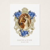 Catholic Blue Floral Gold Wedding Holy Card (Vorderseite)