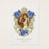 Catholic Blue Floral Gold Wedding Holy Card (Vorderseite)