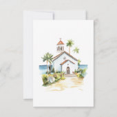 Catholic Church Tropical Wedding Dankeskarte (Rückseite)