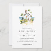 Catholic Church Tropical Wedding Einladung (Vorderseite)