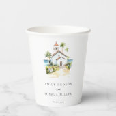 Catholic Church Tropical Wedding Pappbecher (Rückseite)