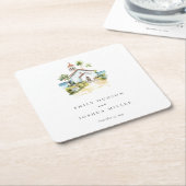 Catholic Church Tropical Wedding Rechteckiger Pappuntersetzer (angewinkelt)
