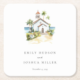 Catholic Church Tropical Wedding Rechteckiger Pappuntersetzer