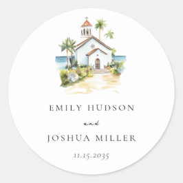 Catholic Church Tropical Wedding Runder Aufkleber