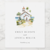 Catholic Church Tropical Wedding Weinetikett (Einzelnes Label)