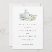 Catholic Church Watercolor Wedding Save The Date (Vorderseite)