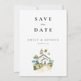 Catholic Church Watercolor Wedding Save The Date