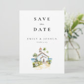 Catholic Church Watercolor Wedding Save The Date (Stehend Vorderseite)