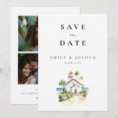 Catholic Church Watercolor Wedding Save The Date (Vorne/Hinten)