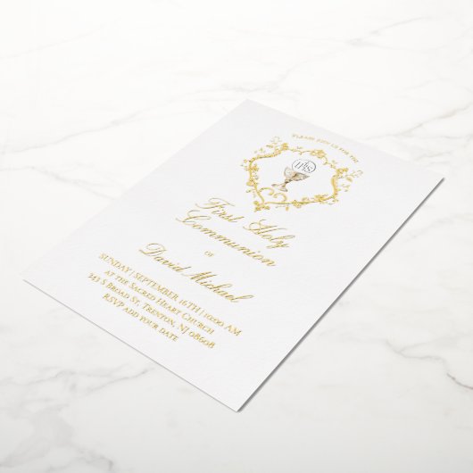 catholic first communion chalice crest folieneinladung (Gedreht)