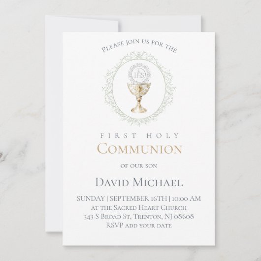 catholic first communion Eucharist Einladung (Vorderseite)