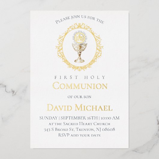 catholic first communion Eucharist Folieneinladung (Vorderseite)