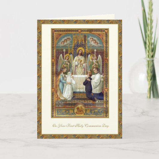 Catholic First Holy Communion Jesus Angels  Karte (Vorderseite)