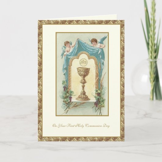 Catholic First Holy Communion Jesus Angels Karte (Vorderseite)