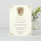 CATHOLIC FLORAL GOLD  BETROTHAL INVITATIONS EINLADUNG (Stehend Vorderseite)
