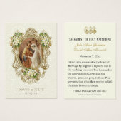 Catholic Floral Gold Wedding Holy Card (Vorne & Hinten)