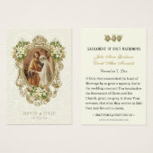 Catholic Floral Gold Wedding Holy Card (Vorne & Hinten)