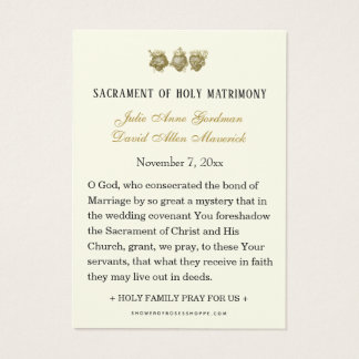 Catholic Floral Gold Wedding Holy Card