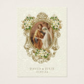 Catholic Floral Gold Wedding Holy Card (Vorderseite)