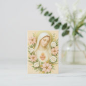 Catholic Funeral Blessed Mary Poinsettias Visitenkarte (Stehend Vorderseite)