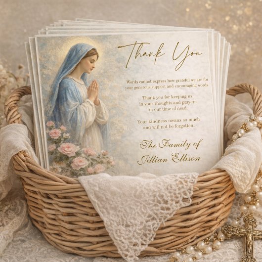 Catholic Funeral Memorial Blessed Mother Mary  Dankeskarte