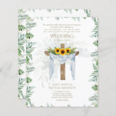 CATHOLIC Hochzeit Einladung Sonnenblumen Kreuz (Vorne/Hinten)