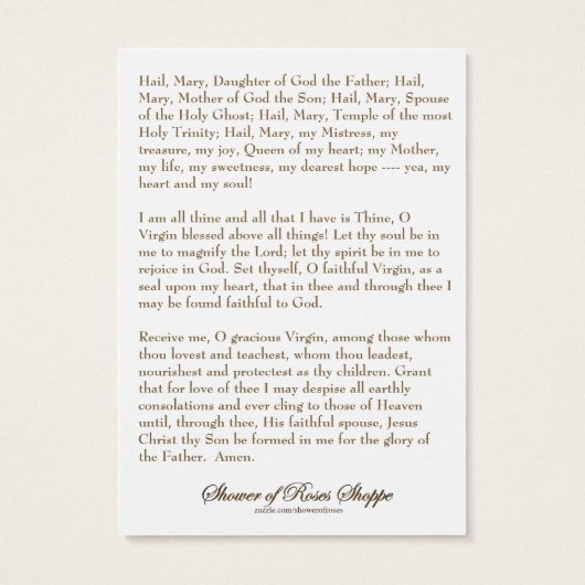 Catholic Holy Card Virgin Mary Religious Prayer (Rückseite)