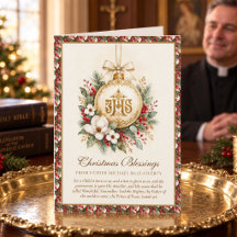 Catholic IHS Christmas Blessings Card from Priest