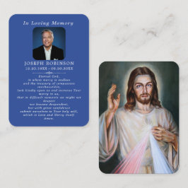 Catholic Jesus Divine Mercy Blue Prayer Card Visitenkarte