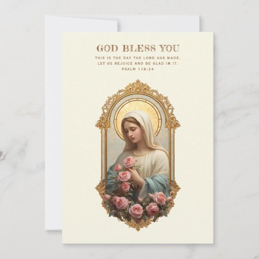 Catholic Mary with Pink Roses Floral Scripture (Vorderseite)