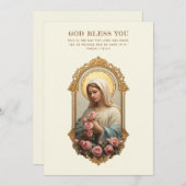 Catholic Mary with Pink Roses Floral Scripture (Vorne/Hinten)