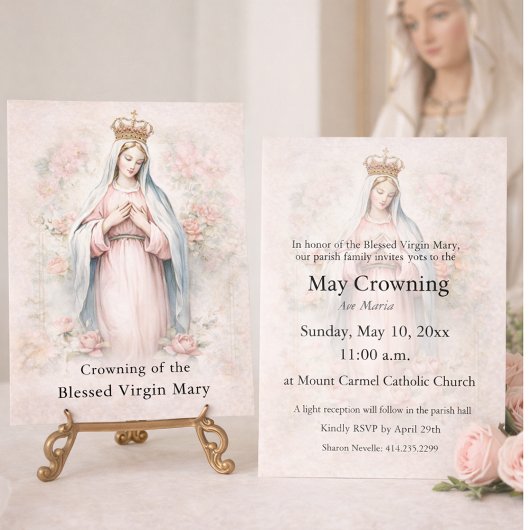 Catholic May Crowning Invitation Blessed Mary Einladung