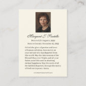 Catholic Memorial Mary Jesus Funeral Prayer Visitenkarte (Rückseite)