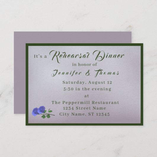 Catholic Misty Mauve & Green Probe Dinner Inv Einladung (Vorne/Hinten)