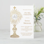 Catholic monstrance design | First Holy Communion Einladung (Stehend Vorderseite)