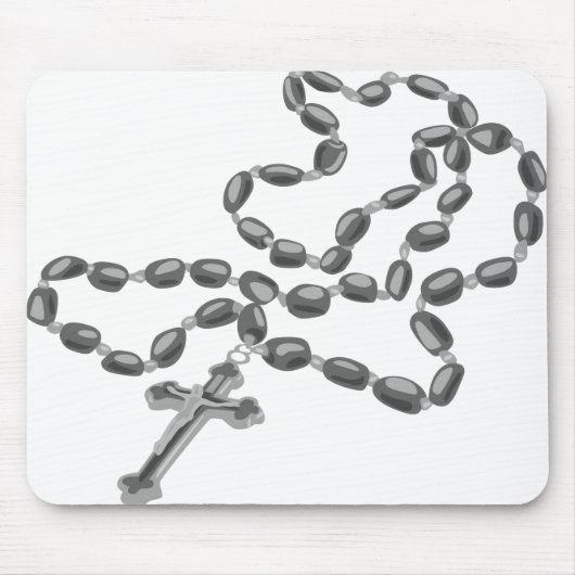 Catholic Mouse Pad White with Black Rosary Mousepad (Vorne)
