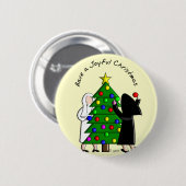 Catholic Nun Art Christmas Cards & Gifts Button (Vorne & Hinten)