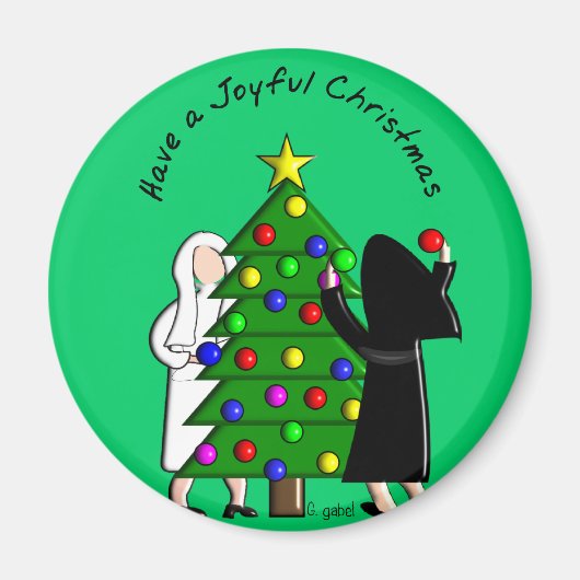 Catholic Nun Art Christmas Cards & Gifts Magnet (Vorne)