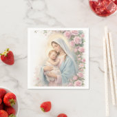 Catholic Pink Floral Baby Jesus & Mother Mary Serviette (Beispiel)
