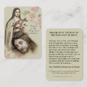 Catholic Prayer Holy Face St. Therese Religious Platzkarte (Vorne/Hinten)