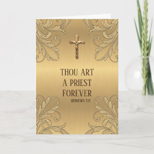 Catholic Priest Anniversary Ordination Crucifix Karte