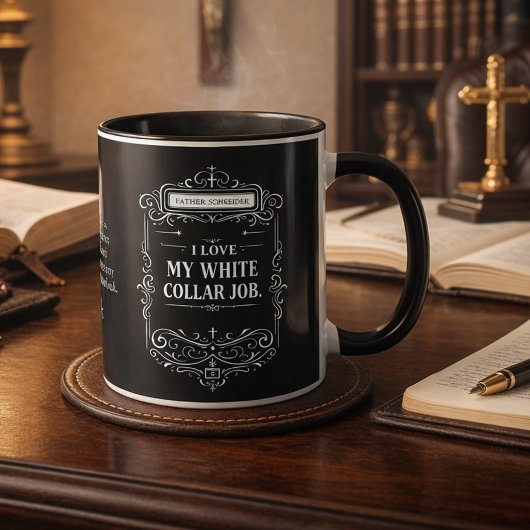 Catholic Priest Black Clergy Collar Religious Mug Tasse