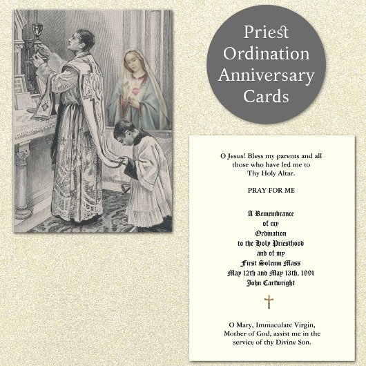 CATHOLIC PRIEST ORDINATION ANNIVERSARY HOLY CARDS