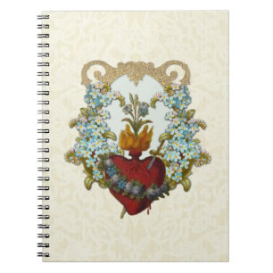 Catholic Religious Heart of Mary Vintage Floral Notizblock