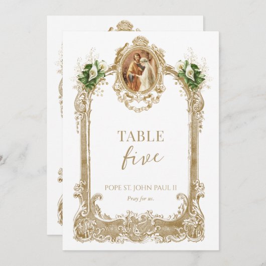 Catholic Saint Wedding Table Number  Einladung (Vorne/Hinten)