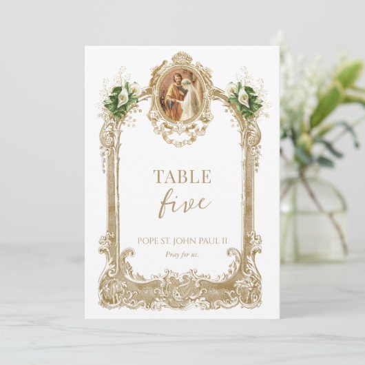 Catholic Saint Wedding Table Number  Einladung (Stehend Vorderseite)