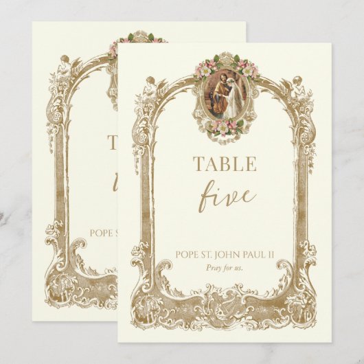 Catholic Saint Wedding Table Number  Einladung (Vorne/Hinten)
