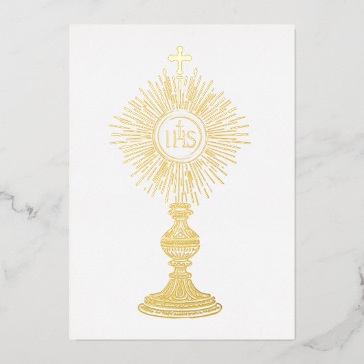 catholic small 5" x 7" Eucharist monstrance Folieneinladung (Vorderseite)